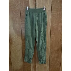 Faherty Brand‎ Arlie Day Pants Olive Green XS Elastic Waist Tapered Leg Casual